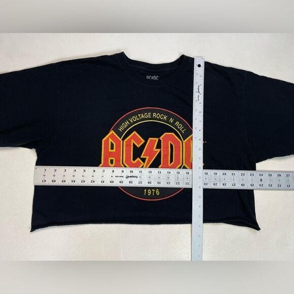 ACDC High Voltage Rock N Roll 1976 Retro Graphic Crop T-shirt Women XL Black - Picture 4 of 5